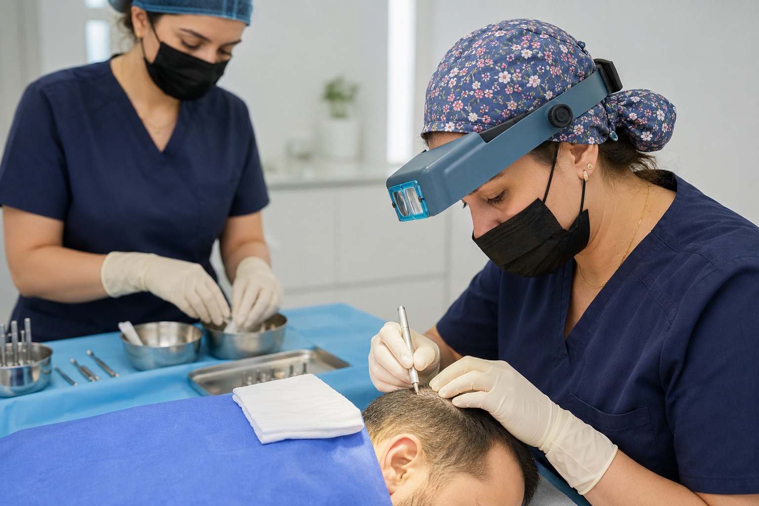 Hair transplantation procedure at D.R Hair Transplantation & Skincare Center in Hosur