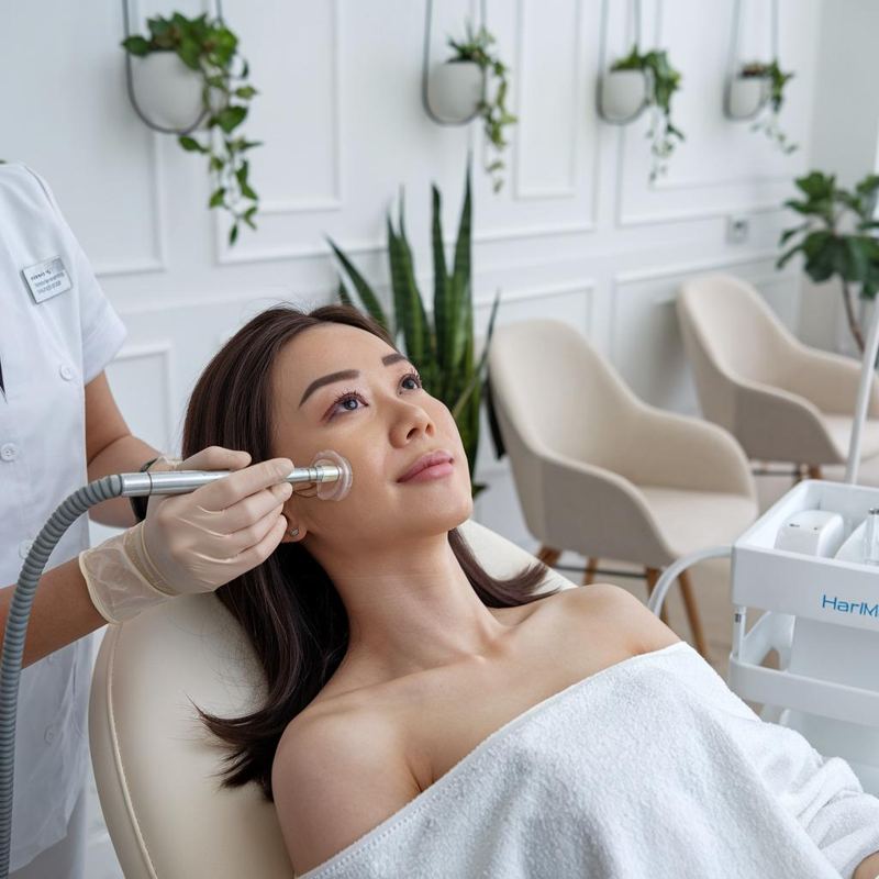 Dermatologist performing a skincare facial treatment at D.R Hair Transplantation & Skincare Center in Hosur